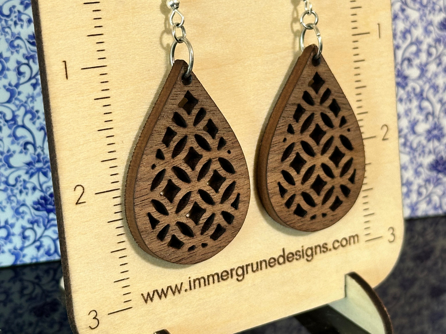 Wooden Tear Drop Earrings