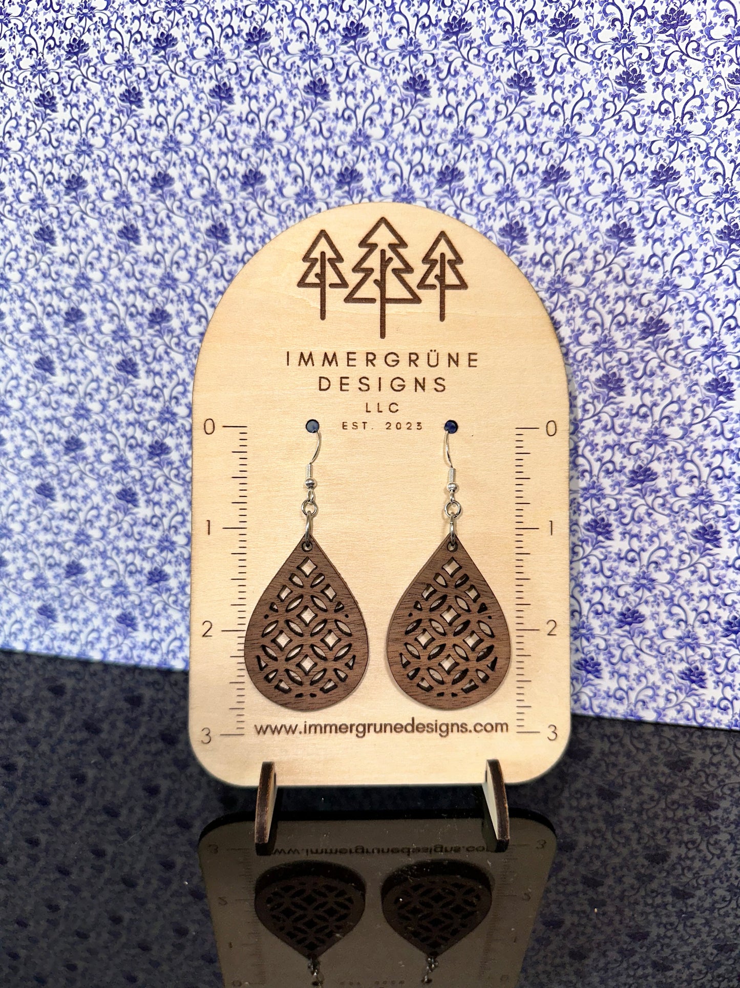 Wooden Tear Drop Earrings